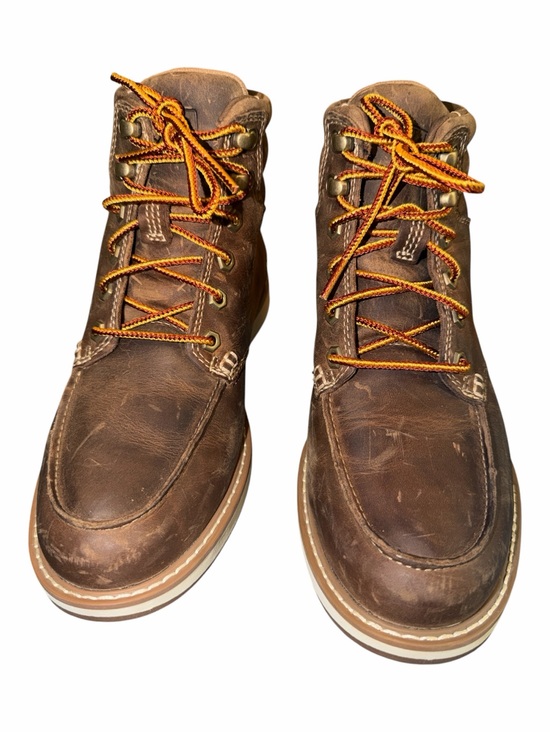 L.L. Bean Other - L.L. Bean Brown Leather Moc-Toe Boots with Orange Accent Laces